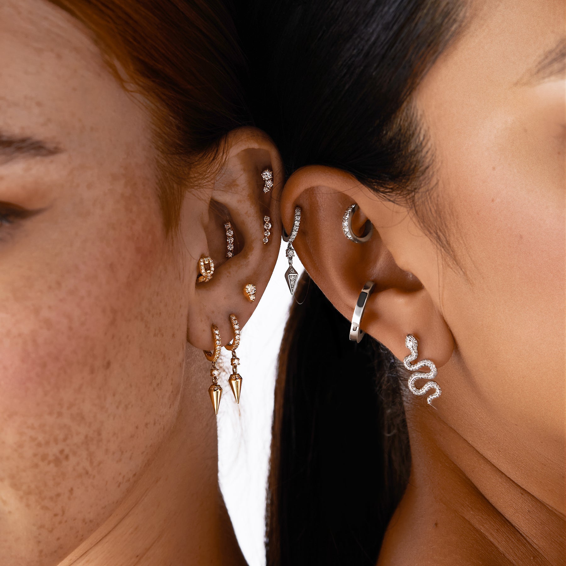 אליזבת - עגיל קלאסי זהב טהור משובץ יהלומים