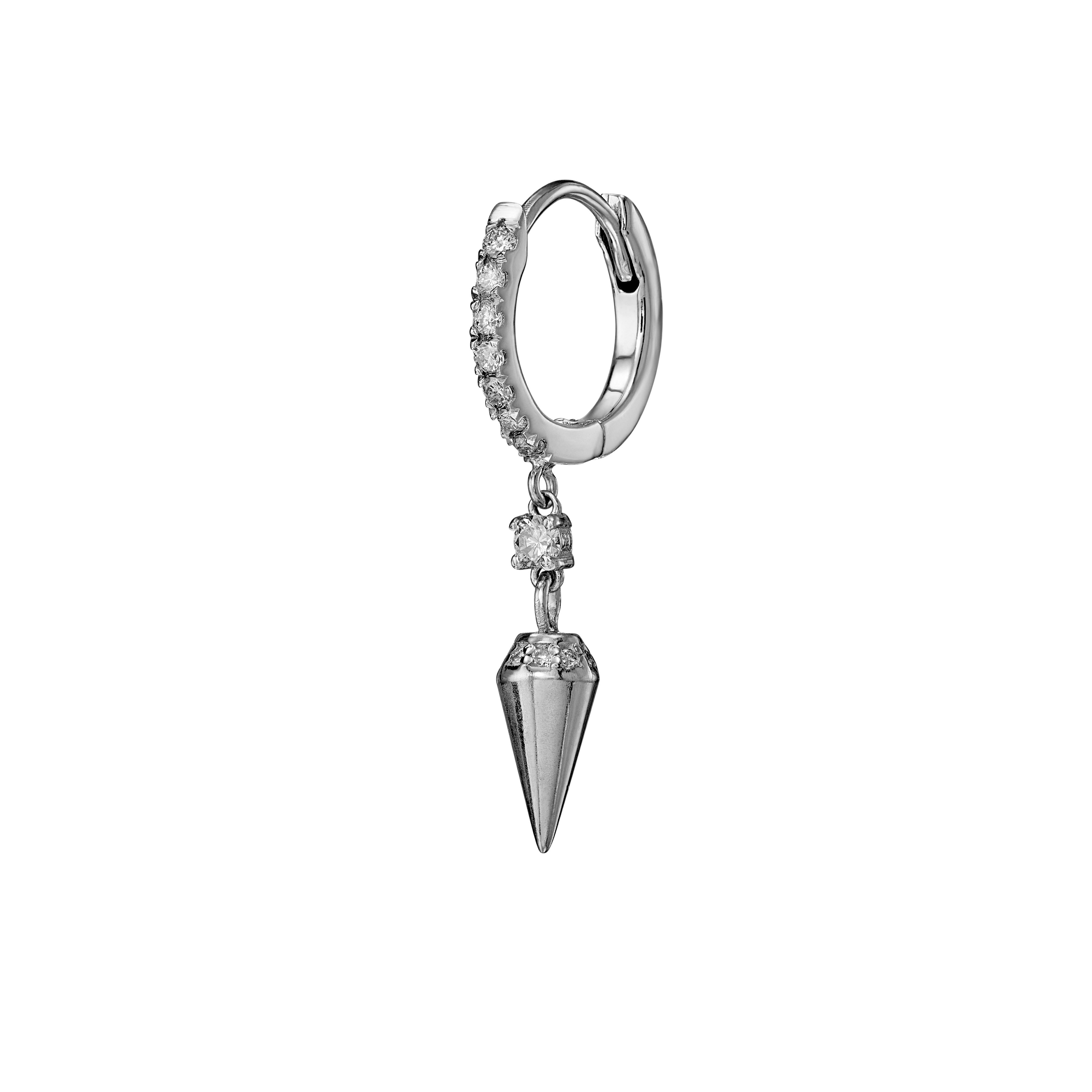 טיטאן - עגיל חישוק תלוי משובץ יהלומים לבנים