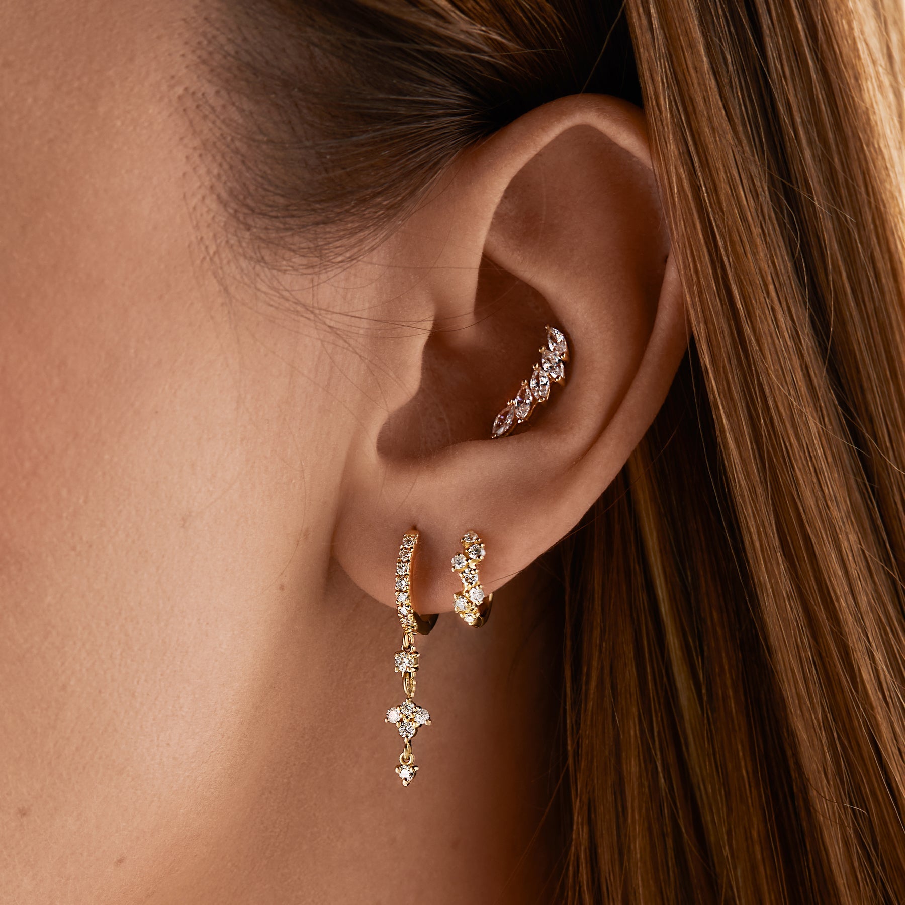 איב - עגיל חישוק זהב ויהלומים