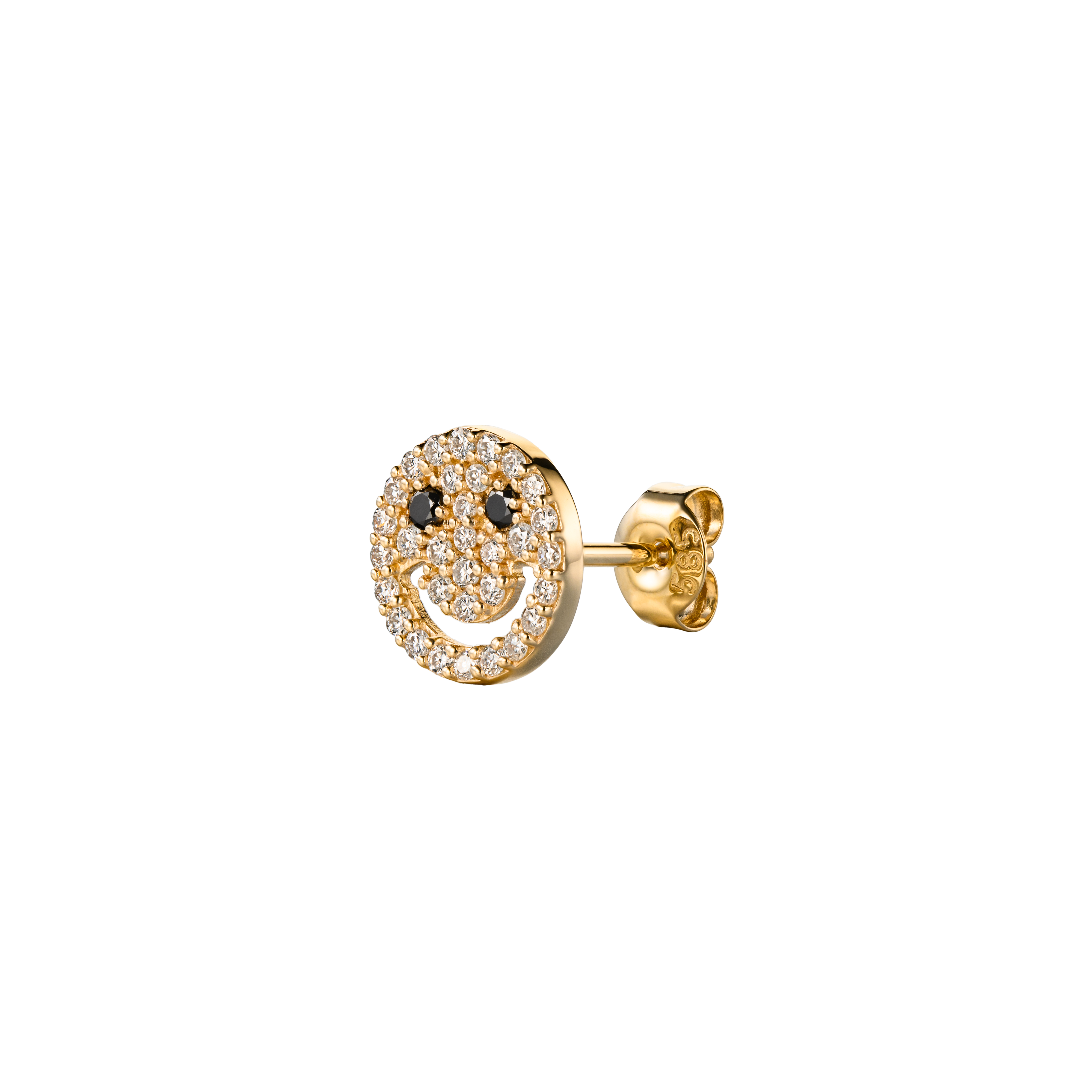 אפולו עיניים - עגיל סמייל זהב ויהלומים בשילוב יהלום שחור או אמרלד טבעי