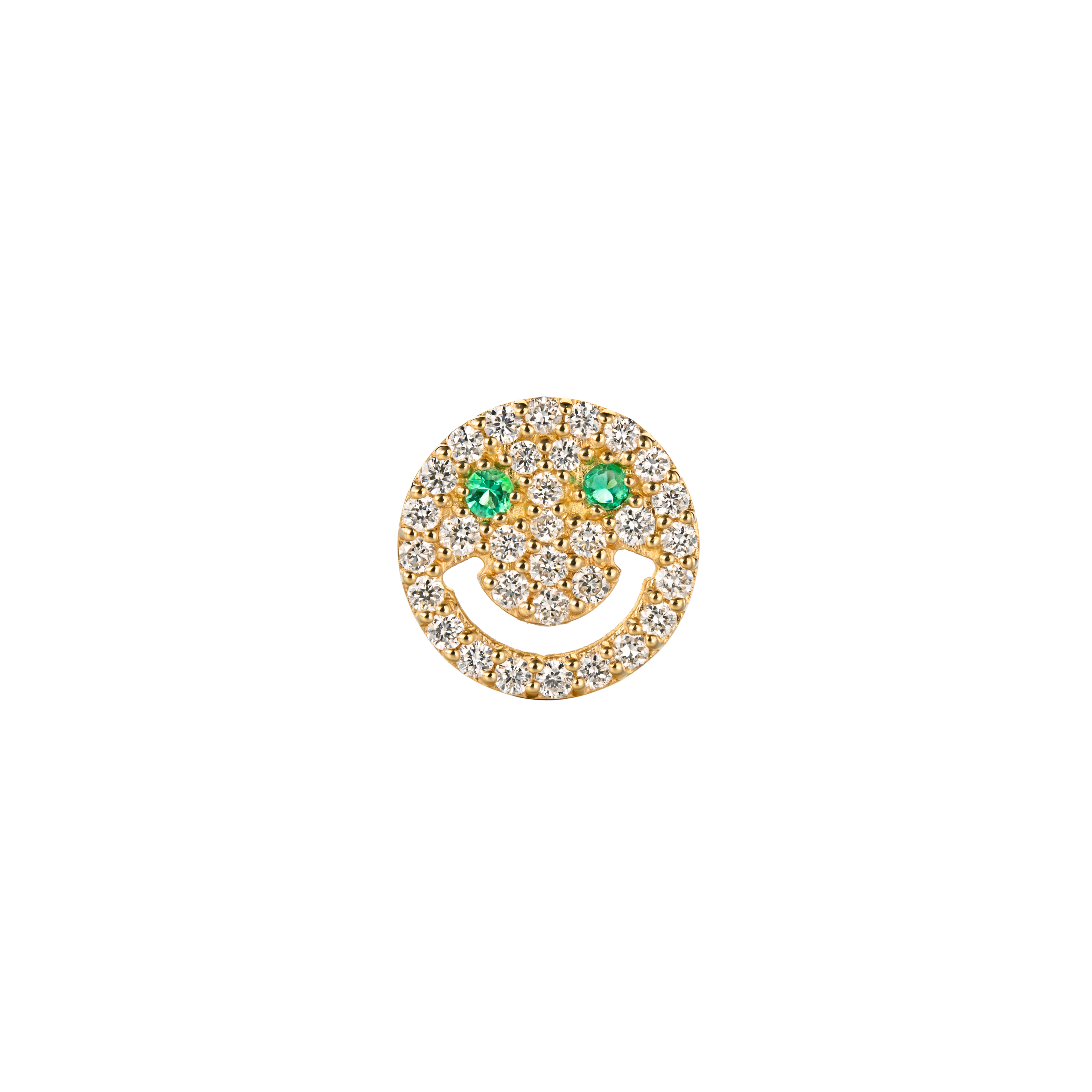 אפולו עיניים - עגיל סמייל זהב ויהלומים בשילוב יהלום שחור או אמרלד טבעי