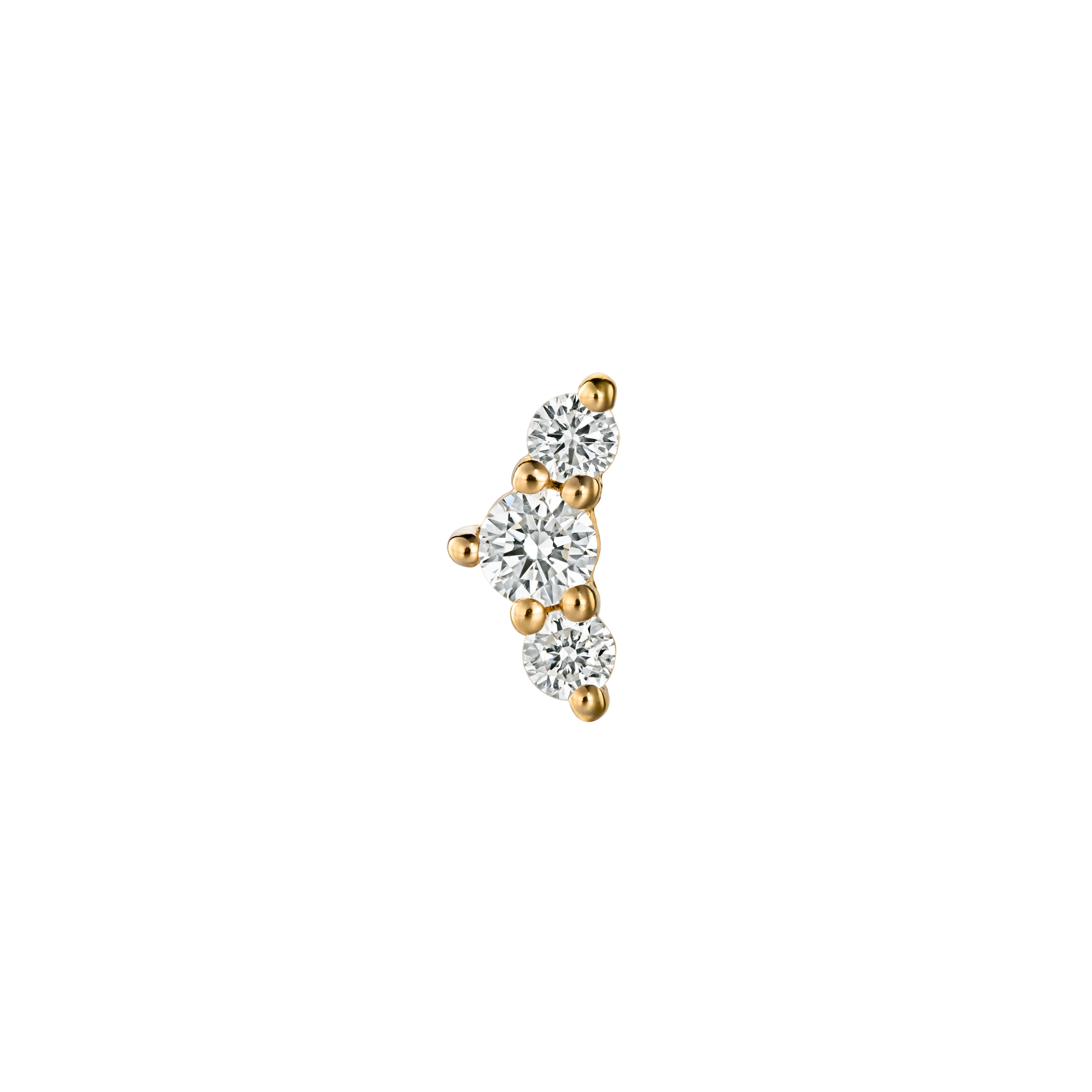 פנדורה - עגיל זהב משובץ שלושה יהלומים עגולים