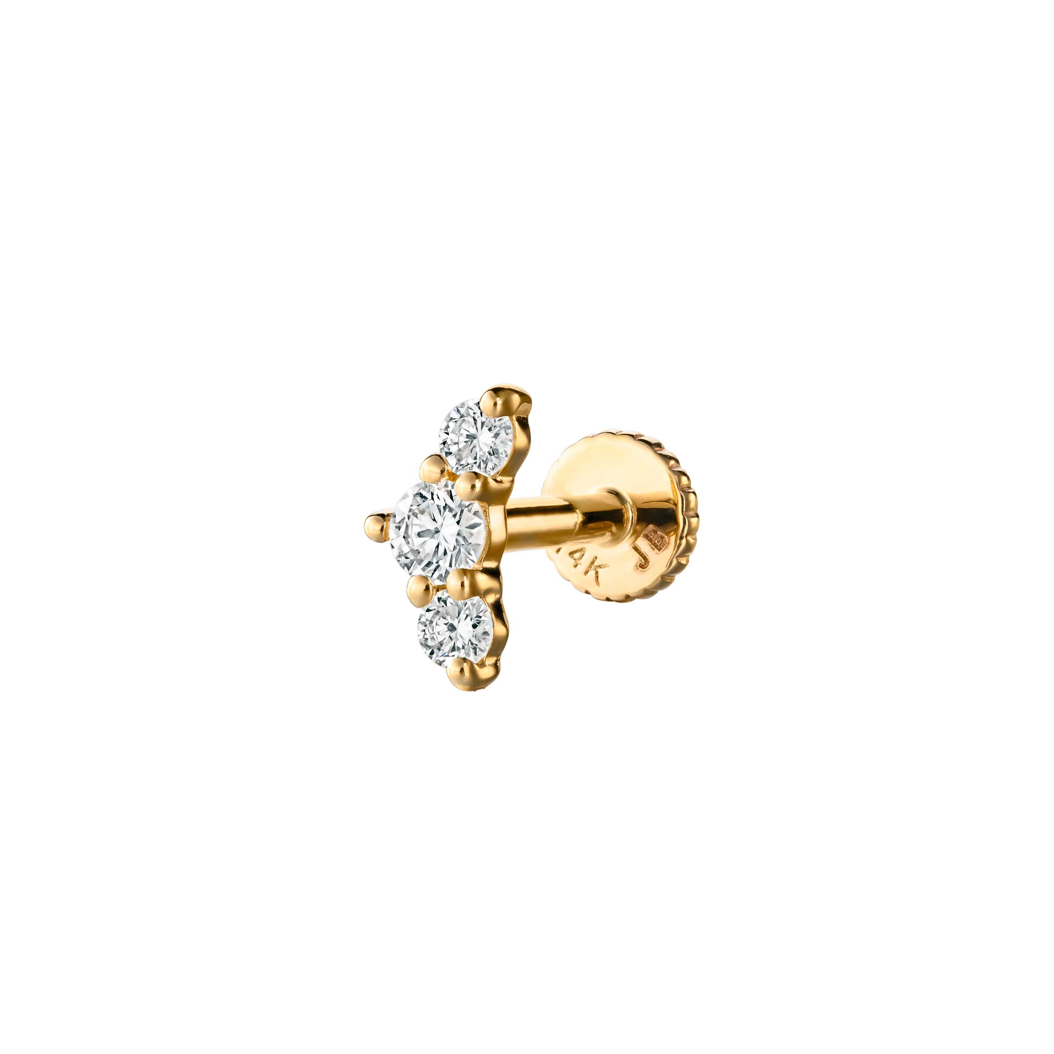 פנדורה - עגיל זהב משובץ שלושה יהלומים עגולים