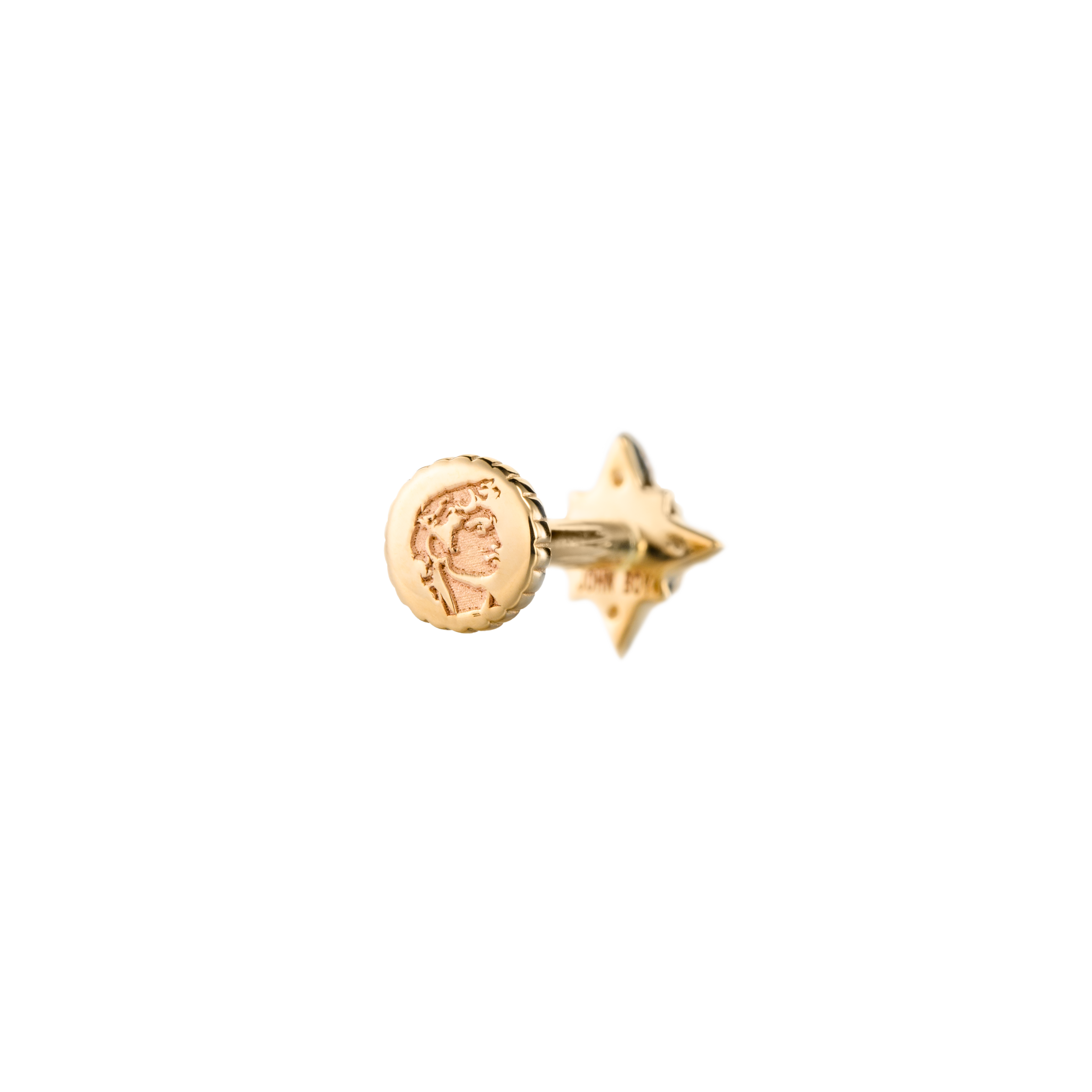 ונוס - עגיל לוטוס זהב משובץ שלושה יהלומים מרקיז