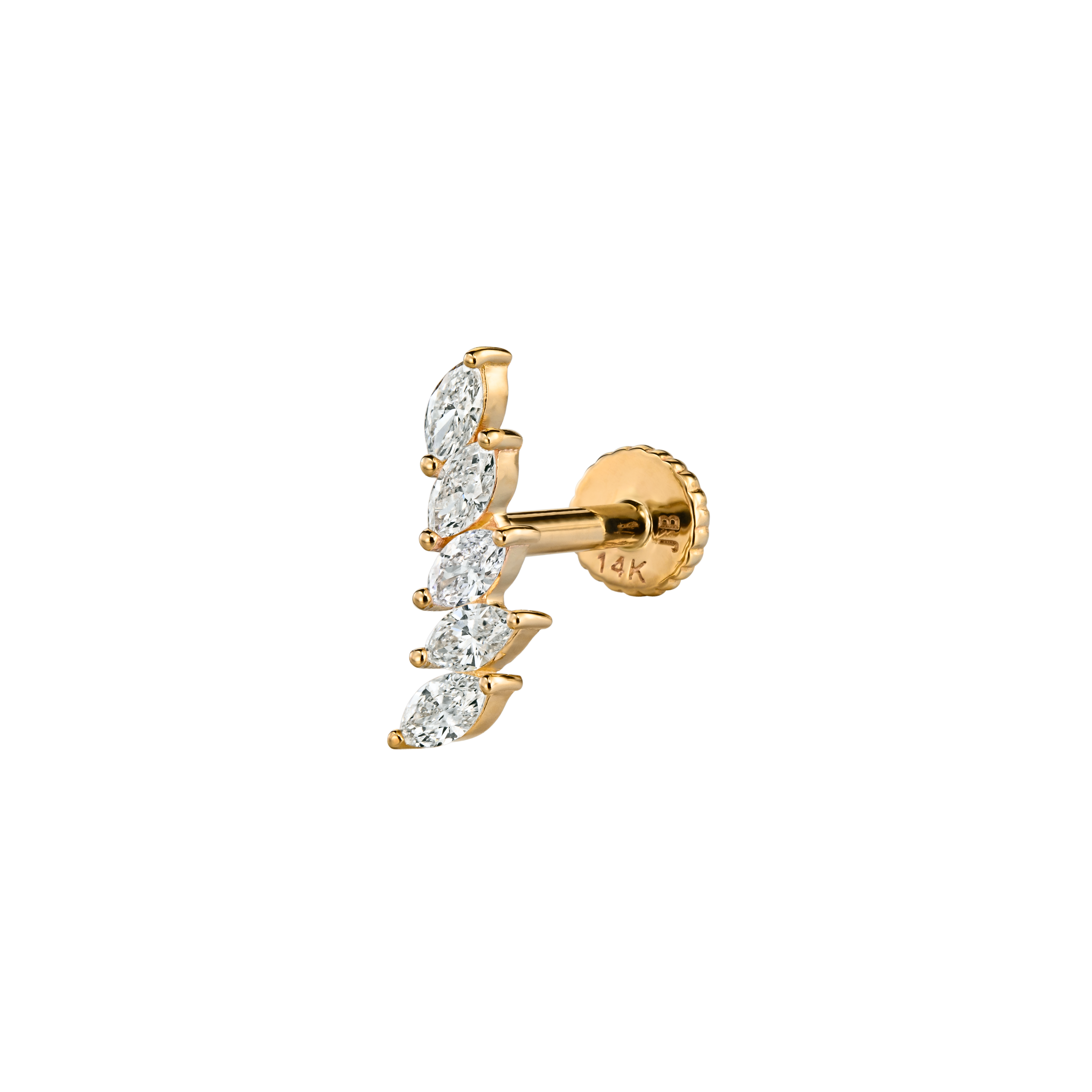 סיינה - עגיל מטפס זהב משובץ בחמישה יהלומים בצורת מרקיז