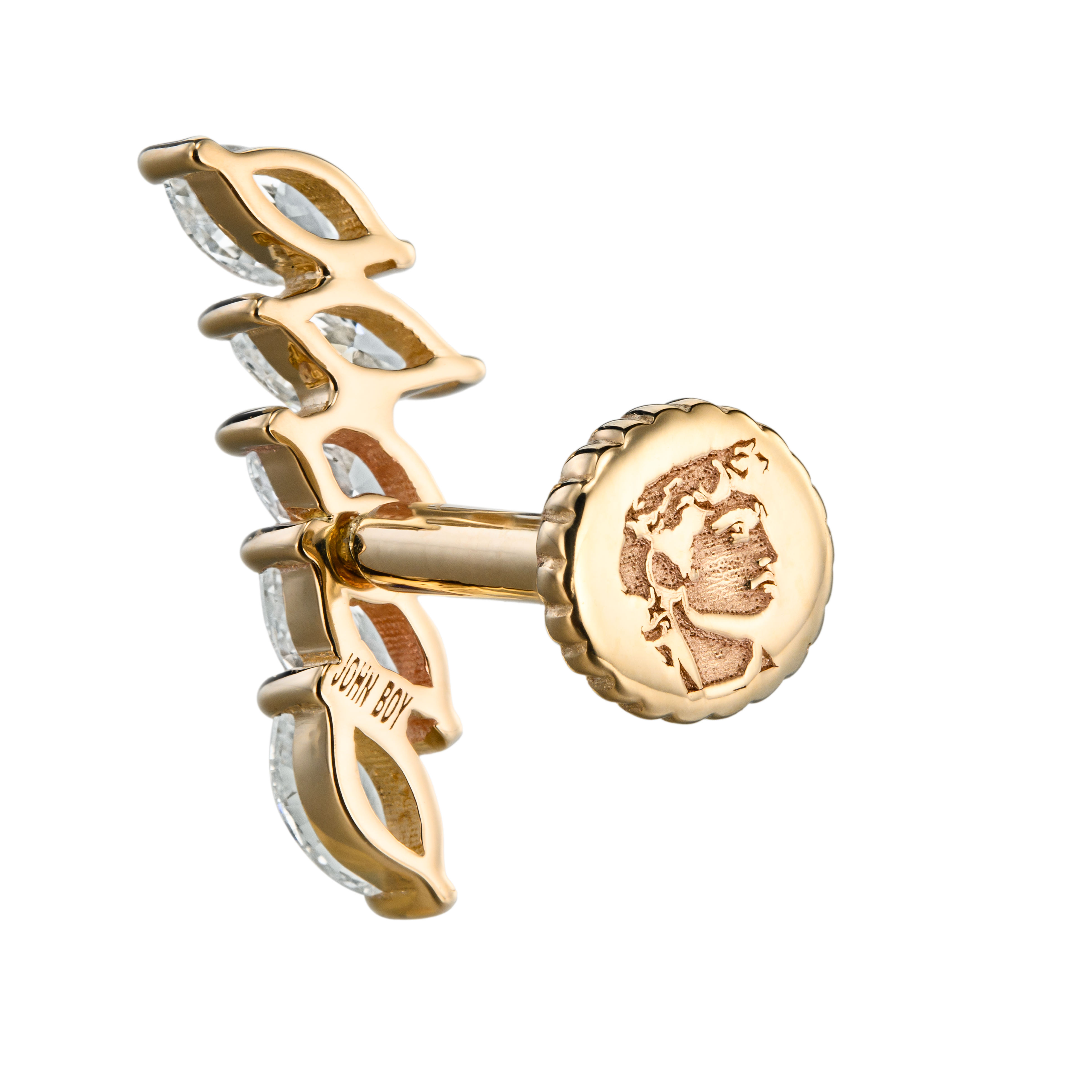 סיינה - עגיל מטפס זהב משובץ בחמישה יהלומים בצורת מרקיז